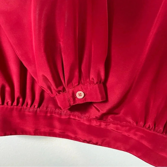 Vintage Liz Claiborne Blouse Red Shoulder Pads Geometric 80s Long Sleeve Size 10 - Picture 7 of 12